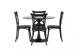 Glade Valgomojo stalas, juoda + Crosett Valgomojo kėdė 4 vnt., juoda