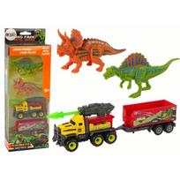 Figūrėlių rinkinys Dinozaurai su raketų automobiliu ir puspriekabe LeanToys