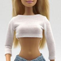 Seksualūs balti ilgomis rankovėmis marškiniai, trumpos viršūnėlės Barbie lėlės drabužiams, madingi komplektai, lėlių aksesuarai Barbie lėlių nameliui, vaikų žaislas balta