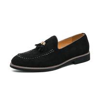 Vyriški zomšiniai pinti įsispiriami mokasinai pavasariui ir rudeniui Size 47 black