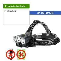 5 LED Galingas priekinis žibintas USB įkraunamas 18650 galvos žibintuvėlis Didelės galios priekinis žibintas 6 režimai Žvejybos kempingas Galvos žibintas without battery