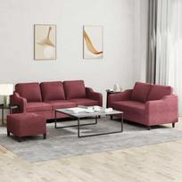 Sofa Sofos komplektas su pagalvėlėmis, 3 dalių, vyno, audinys