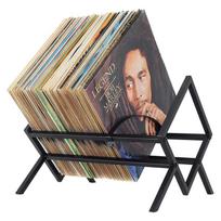 Vinilinių plokštelių saugykla – matinės juodos spalvos vinilinis įrašų laikiklis, 80–100 lp talpa – patvarus metalinis vienos pakopos įrašų laikiklis