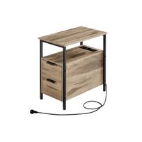 Šoninis staliukas su 2 stalčiais | USB ir el. lizdai | 60 x 35 x 61 cm | Smėlio