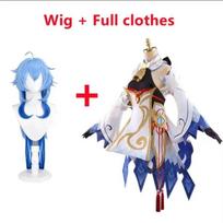 Anime   Ganyu Cosplay Kostiumai Apranga Vienodas Pilnas Rinkinys Perukas Kombinezonas Suknelė Helovino Kostiumai Moterims Drabužiai L-(Full set+wig)