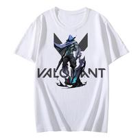Omen VALORANT Marškinėliai 2025 naujas T-shirt O formos iškirptė Medvilnė Aukštos kokybės T-shirt Pavasaris/Vasara T-shirt Trumpomis rankovėmis T-shirt Viršutiniai drabužiai XS balta