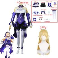 Helovinas   Fischl Von Luftschloss Narfidort Cosplay Kostiumas Anime Cosplay Drabužiai Įskaitant Pirštinę Lanką Dievo Akį L-(Costume+Wig)