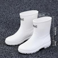 Unisex lietaus batai iki pusės blauzdos Nauji Madingi Vandeniui atsparūs Neslystantys Guminiai Batai PVC vidpadis Tinklelis Lauko Stovyklavimas Aukštį didinantys 36 balta