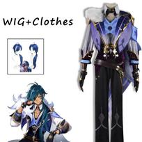 Kaeya Cosplay   Kostiumas Kaeya Vienodas Perukas Drabužiai Batai Batai Pilnas Rinkinys Helovino Šventė Cosplay Perukai Comic Con L-(Costume+Wig)