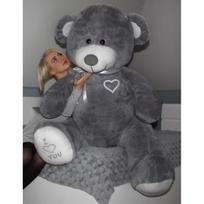 Pliušinis meškinas - Aš tave myliu - XXL 190cm - Pilkas - 4kg - Unisex pilka