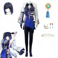 Žaidimas Yelan Cosplay Kostiumai Seksualūs Moteriški Hydro Liyue Uniforminiai Perukai Anime Helovino Kostiumai Moteriški Vakarėliai Drabužiai XXL-(Costume+Wig)
