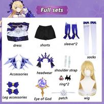 Fischl Cosplay Costume Wig Anime Game   Fischl Cosplay Dress Daily Uniform Halloween Costumes Masquerade Women L-(Costume+Wig)