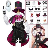 Anime   Lyney Cosplay Kostiumas Perukas Skrybėlė Rinkinys Fonteno magas Odinis Uniforminis Suknelė Trumpų Plaukų Sijonas Pirštinė Apranga M-(Suit+Wig+Hat)