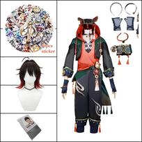 Game Gaming  Escort Ka Mnh Cosplay Costume Gaa Ga Ming Min Liyue Lion Boy Jiaming Jia Ming Set L-(Costume+Wig)