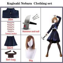 Anime Jujutsu Kaisen Kugisaki Nobara Cosplay Costume Wig Hammer Women Suit Outfit Uniform with Bag Belt L-(Full set+wig)