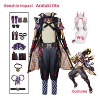 Arataki Itto Cosplay Žaidimas Cosplay Kostiumų Uniforma Anime Helovino Karnavaliniai Drabužiai L-(Full set+wig)