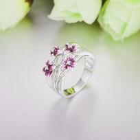 New Pink Orchid Colorful Painted Paint Ring European and American Diamonds No. 6 beige