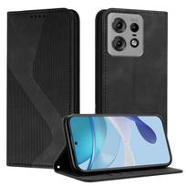 Magnetinis odinis piniginės dėklas, skirtas Motorola Moto Edge 5G UW 2022 30 40 50 Neo X30 Pro 5G 2025 Ultra Fusion | SLINE Design Edge 2022 juoda