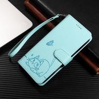 Magnetinis piniginės tipo odinis dėklas Huawei P8 P9 P10 P20 P30 P70 Mate 10 20 Pro Lite 2017 | Katės ir drugelio įspaudas Huawei P10 žalia