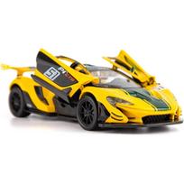 1/32 mastelio lieto metalo modeliai žaisliniai automobiliai, McLaren P1 GTR lydinio atitraukiamas žaislinis automobilis su garsu ir šviesa, žaislas mergaitėms ir berniukams, vaikiškas žaislas 1/32-Size:14.5*6.2*4cm geltona