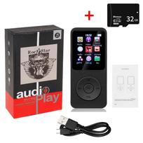 Mini MP3 MP4 grotuvai FM radijas Su Bluetooth suderinamas 5.4 stereo muzikos grotuvas, nešiojamasis garsiakalbis, palaikymas FM TF kortelės E-knygos diktofonas Integruotas mikrofonas With 32G TF Card juoda
