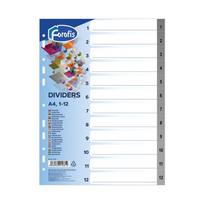 Skiriamieji lapai FOROFIS 1-12, A4, plastikiniai