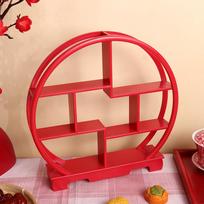 Wooden Dessert Display Shelf Cabinets Rack Chinese Style Round Figure Storage for Desktop ruda