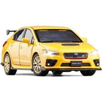 1/32 dydžio „Subaru WRX STI“ modelio automobilis su garsu ir šviesa, ištraukiamas lydinio liejimo transporto priemonių kolekcijos dovana vaikams 1/32-Size:14.6*5.7*4.6cm geltona