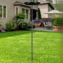 Bird Bath Feeder Spacious Accessories Easy to Clean Refill Birdbaths Bowl 4 Prong Stable Base gray