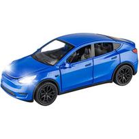 1/32 mastelio Tesla modelio Y lydinio automobilio modelio liejamos žaislinės transporto priemonės, atitraukiamas lydinio automobilis su šviesomis ir muzika, mini transporto priemonės žaislai vaikams, dovana 1/32-Size:15.4*7.2*4.4cm