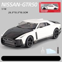 1/18 Scale GTR50 Supercar Diecast automobilio modelio žaislas, patraukiama atgal žaislinė transporto priemonė su garsu ir šviesa vaikams, mažiems berniukams, mergaitėms, dovanų kolekcija 1/18-26.5x15.5x10.5cm balta
