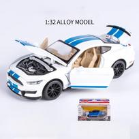 1/32 mastelio „Shelby GT350 Diecast“ automobilio modelio žaislas, patraukiamas atgal žaislinis automobilis su garsu ir šviesa, skirta berniukams, mergaitėms 1/32-15x6.3x4.5cm balta
