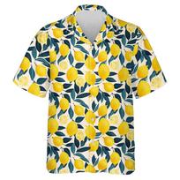 Tropical Fruits Lemon 3D Print Beach Shirts Pawpaw Avocado Graphic Shirt For Men Clothes Cute Y2k Design Women Lapel Blouse Top S
