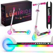 Sulankstomas dviračių paspirtukas vaikams, reguliuojamas, Lumiride LED 7 spalvos, 20 programų, baltas, Sun Baby