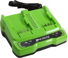 Baterijų įkroviklis - GREENWORKS įkroviklis G24X2UC2 24V 4A įkrovimo indikatorius