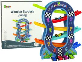 Medinė automobilių trasa Lean Toys, 6 aukštų, 30x8x33 cm
