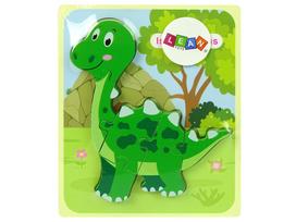 Medinė dėlionė Dinozauras LeanToys, žalias