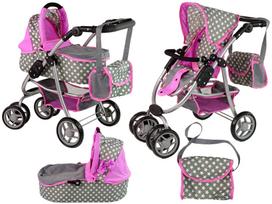 Žaislinis lėlių vežimėlis Lean Toys 2in1, pilkas