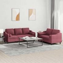 Sofa Sofos komplektas su pagalvėmis, 2 dalių, vyno, audinys