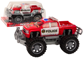 Raudonas visureigis policijos pikapas žaislas
