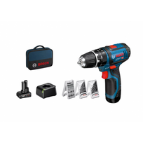 BOSCH GSB 12V-15 smūginis gręžtuvas - suktuvas 1x2/4 Ah + 39 priedai