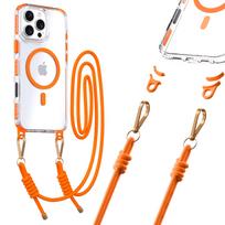 Tel Protect Skaidrus dėklas su virvele skirtas Apple iPhone 15 oranžinės spalvos