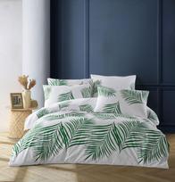 Medvilninės patalynės komplektas CREYA HARLEY DARK GREEN, 200x220cm, 2x50x70cm, 100% medv.