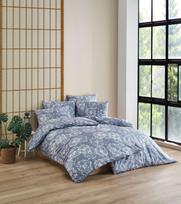 Medvilninės patalynės komplektas CREYA ENID STEEL BLUE, 200x220 cm, 2x50x70 cm, 100% medv.
