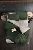 Satininės patalynės komplektas CREYA DARK GREEN CREAM, 200x220cm, 2x50x70cm, 100% medv.