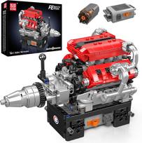 Mould King 10204 Techninis automobilis Variklio žaislai Motorizuotas FE Sportinis automobilis V8 variklio konstruktorius Kaladėlė Vaikams Kalėdų dovana 10204