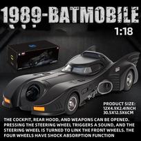 1/18 Scale 1989 Batmobile liejamas automobilis su Betmeno figūra, žaislai vaikams ir suaugusiems, juoda juoda