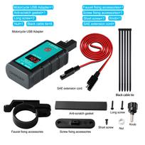 Motorcycle Phone USB Charger Dual Ports Voltage 12V-24V QC3.0 Fast Charging Waterproof Motorcycle Charger for Smartphones Tablets and GPS 6.66*3.8*2.13cm mėlyna/juoda