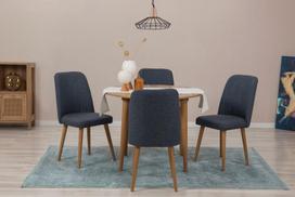 Išplečiamas pietų stalas ir kėdės (5 vienetai) Vina 1048 - Atlantic Pine, Navy Blue