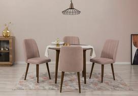 Išplečiamas pietų stalas ir kėdės (5 vienetai) Vina 0900 - Walnut, Stone